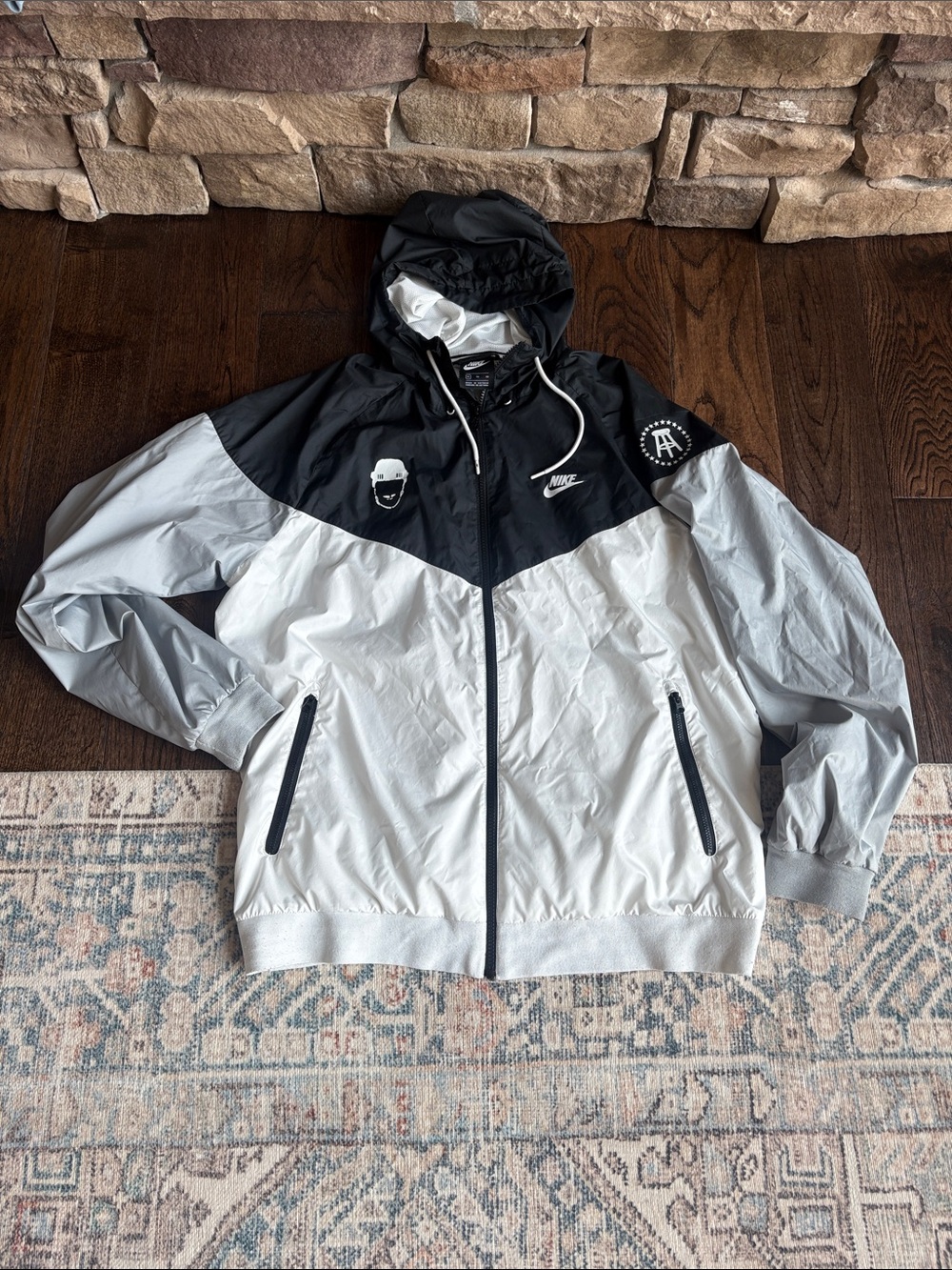 Nike Men’s Hooded Windbreaker Jacket - Black & Light Gray: Barstool sports